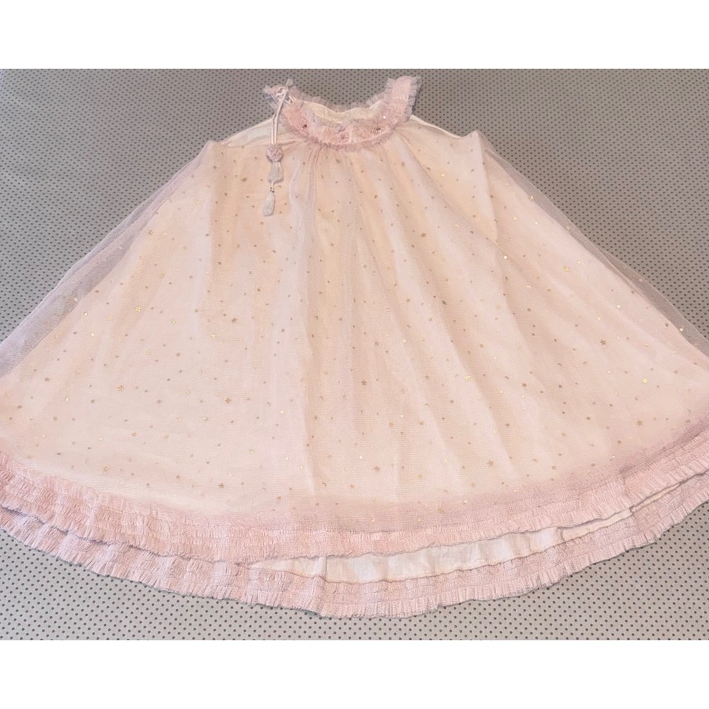 Luna Luna Collection Toddler Girl Pink Tulle Gold Star Dress Ruffle Beaded 3T